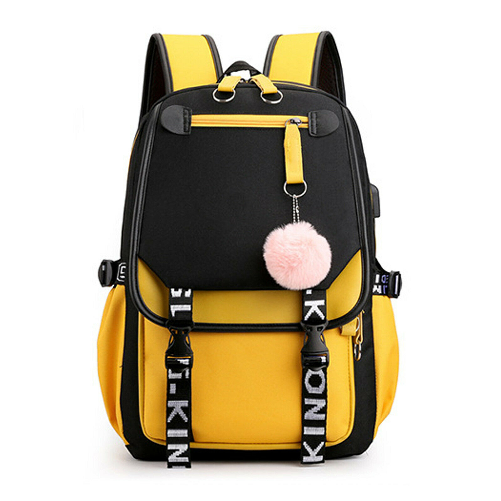 Women School Bag Oxford Waterproof Girls Backpack Rucksack w/ USB Charging Port 24Hr Smart